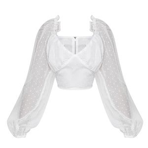 NWT PLT White Mesh Blouse